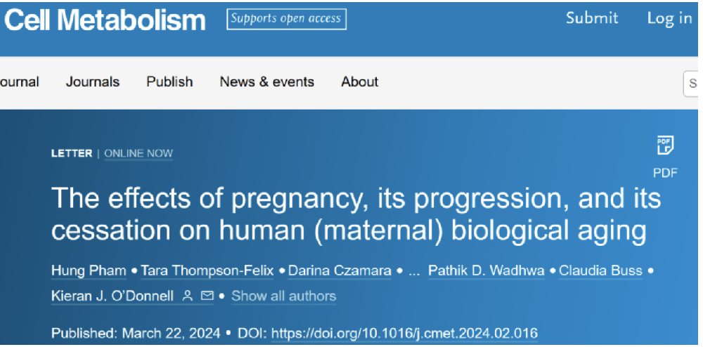 Cell子刊：研究发现怀孕会加速衰老，而产后三个月，衰老会大幅逆转